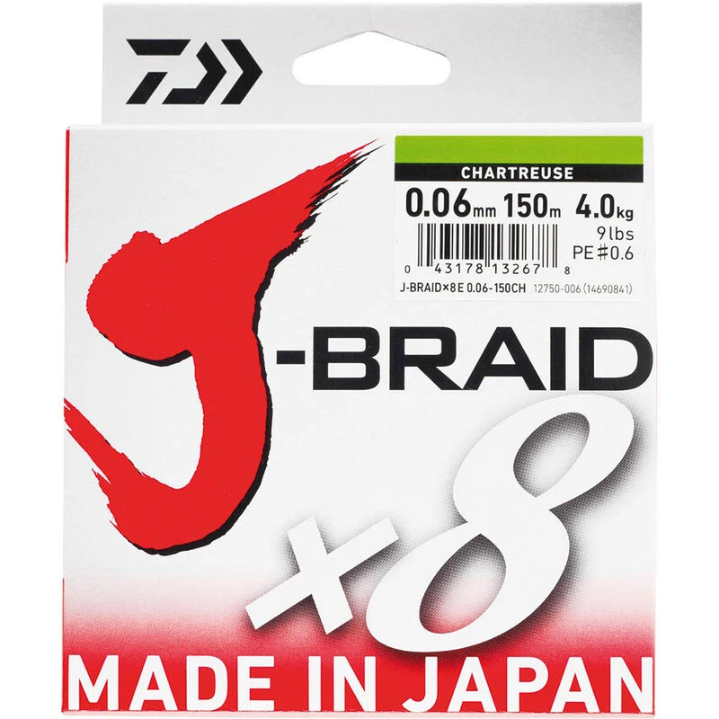 Tresse Daiwa J-Braid X8 Chartreuse 150m 3 Tresse Daiwa J-Braid X8 Chartreuse 150m