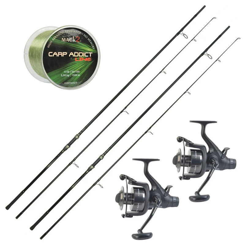 Pack 2 Carp Addict Evo 12' 3.5lbs + 2 Carp Addict 6000 FR + Nylon 3 Pack 2 Carp Addict Evo 12' 3.5lbs + 2 Carp Addict 6000 FR + Nylon