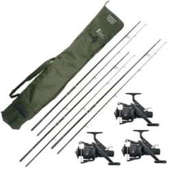Pack Team Carpfishing Pêche Carpe 3 Cannes + 3 Moulinets Débrayables + Fourreau